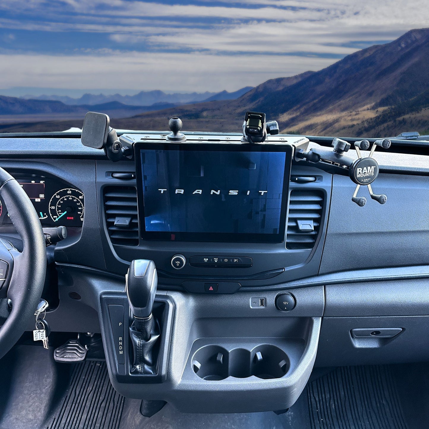 Ford Transit Dash Mount – Navidok No-Drill Dash Mount for 12" Screen Vans - with Dual RAM Balls, T-Slot Track