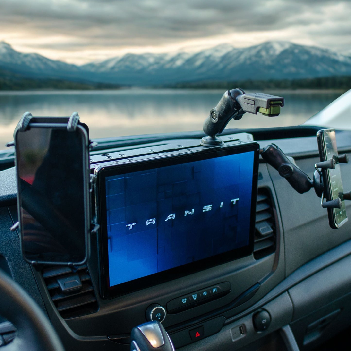 Ford Transit Dash Mount – Navidok No-Drill Dash Mount for 12" Screen Vans - with Dual RAM Balls, T-Slot Track