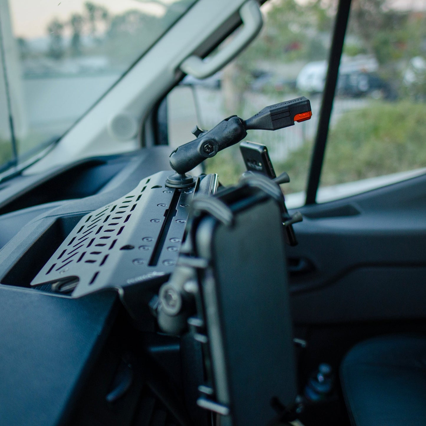 Ford Transit Dash Mount – Navidok No-Drill Dash Mount for 12" Screen Vans - with Dual RAM Balls, T-Slot Track